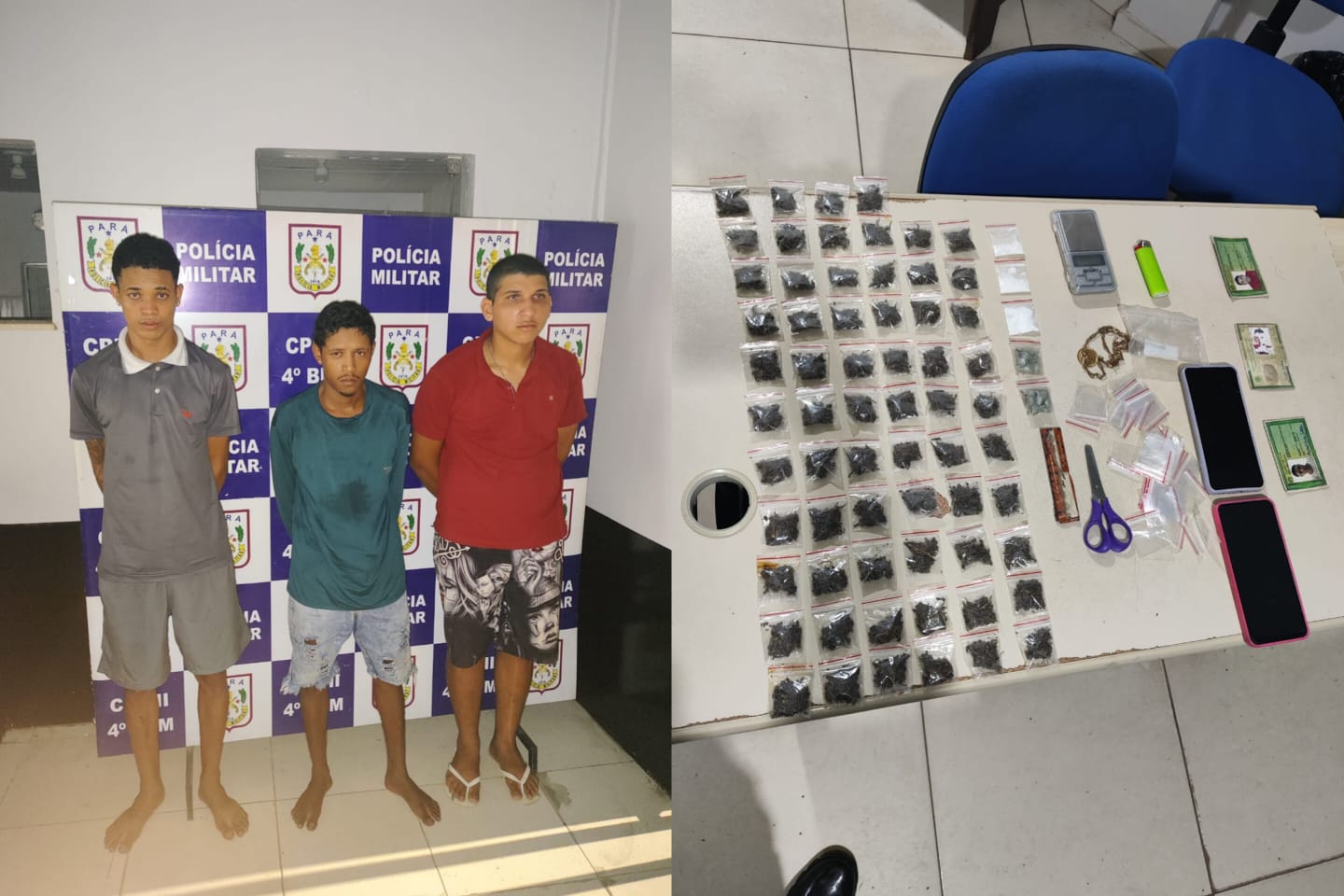 PM prende trio por tráfico de drogas no bairro São Félix II, em Marabá