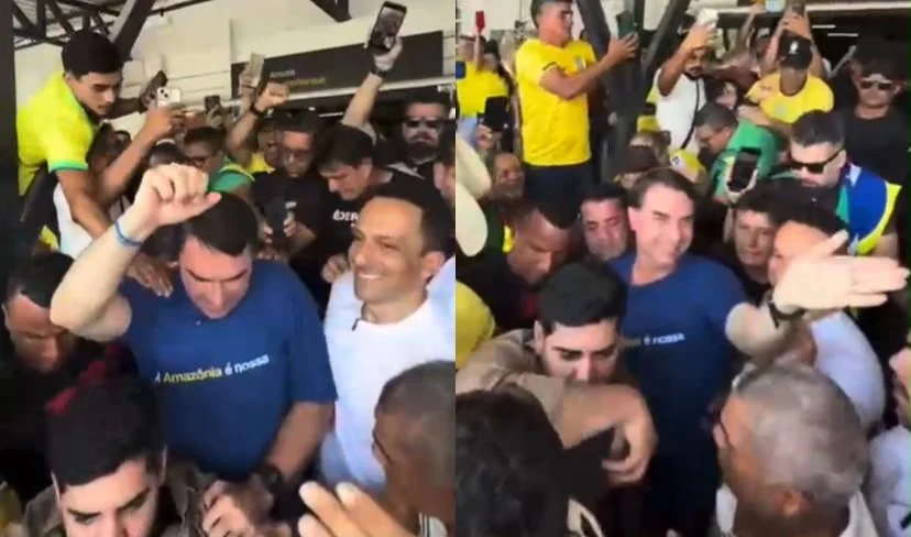 Flávio Bolsonaro é recebido por apoiadores em Altamira e mobiliza eleitores durante chegada ao Pará