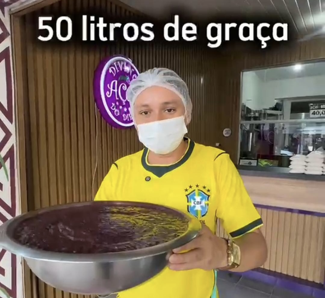 Empresário do Pará promete distribuir 50 litros de açaí se o Brasil conquistar o hexa