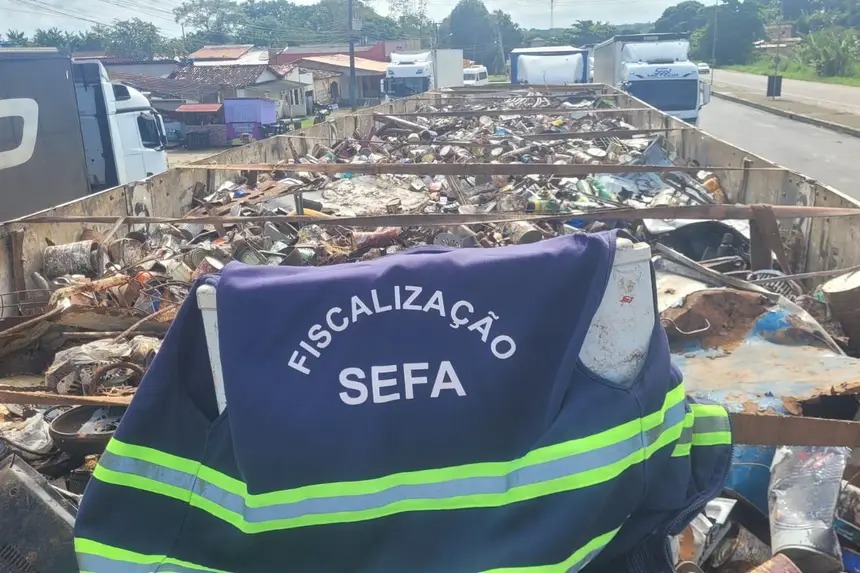 Fiscais da Sefa apreendem 50 toneladas de sucata de ferro no Pará