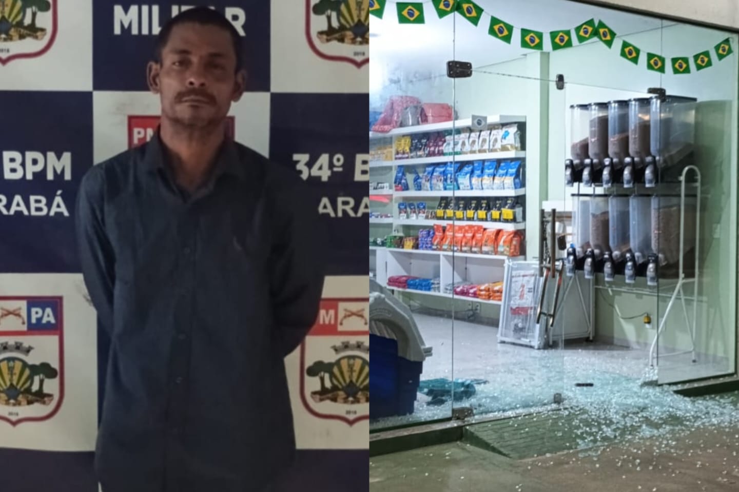 Homem é preso em flagrante após arrombar loja e furtar celular em Marabá