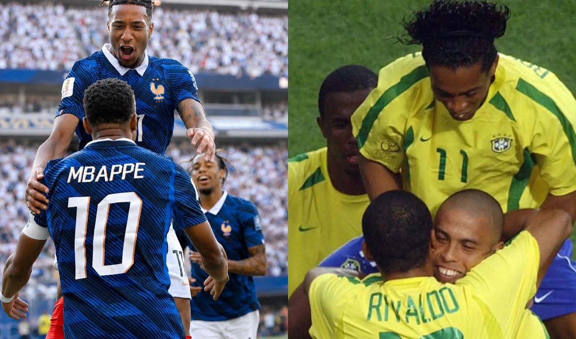 França iguala marca histórica do Brasil de 2002 com trio ofensivo na Copa do Mundo