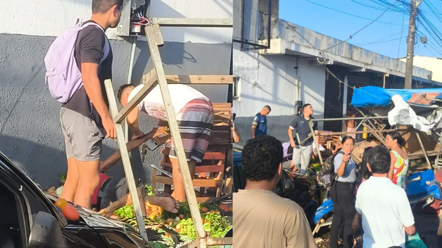 Carro invade barraca de verduras e deixa dois idosos feridos no Pará