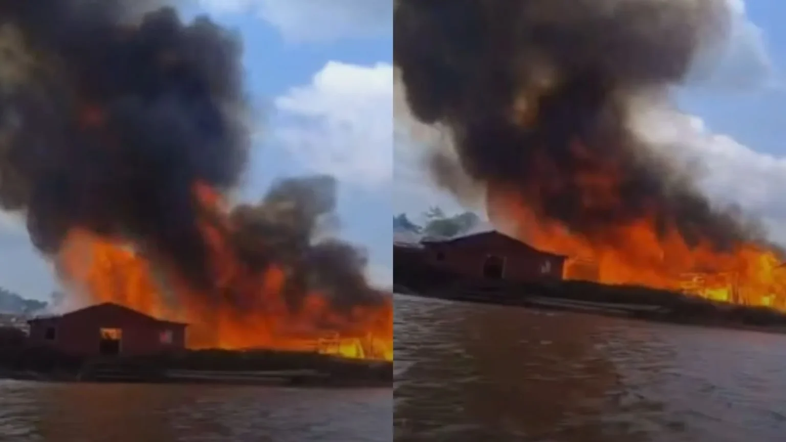 Incêndio de grandes proporções atinge serraria e casa no interior do Pará