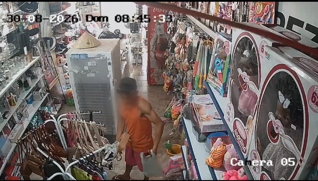 Homem é preso pela PM após ser flagrado por câmera durante furto em loja no Pará