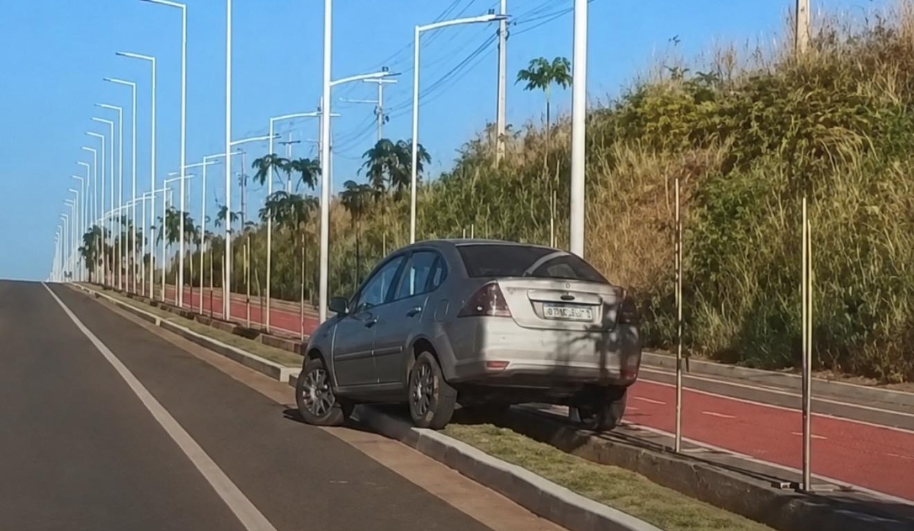 Motorista perde controle de carro e invade canteiro em Canaã dos Carajás