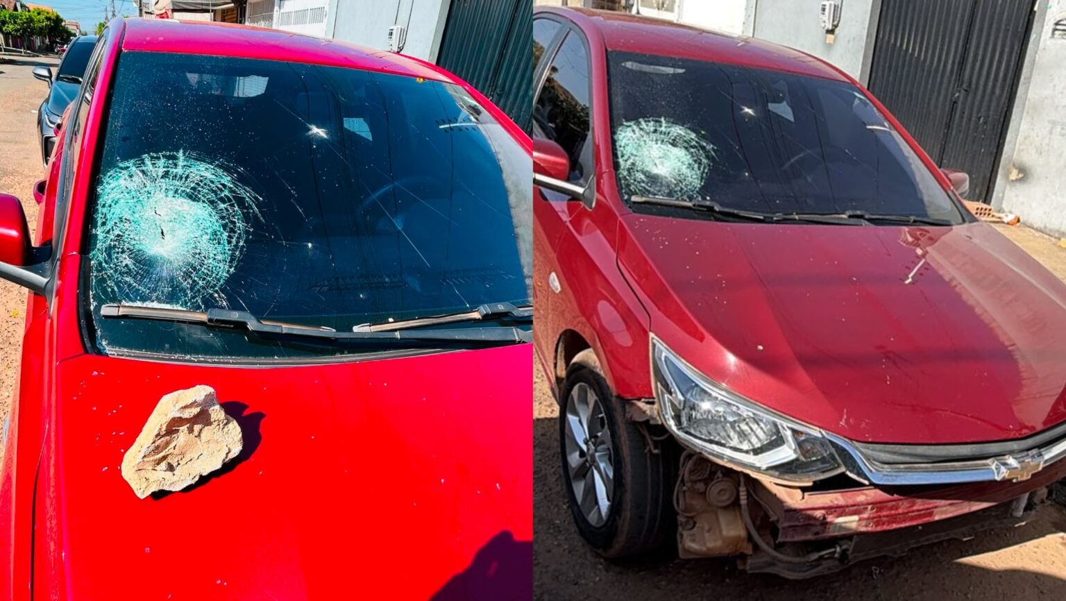 Motociclista atira pedra e destrói para-brisa de carro em Marabá