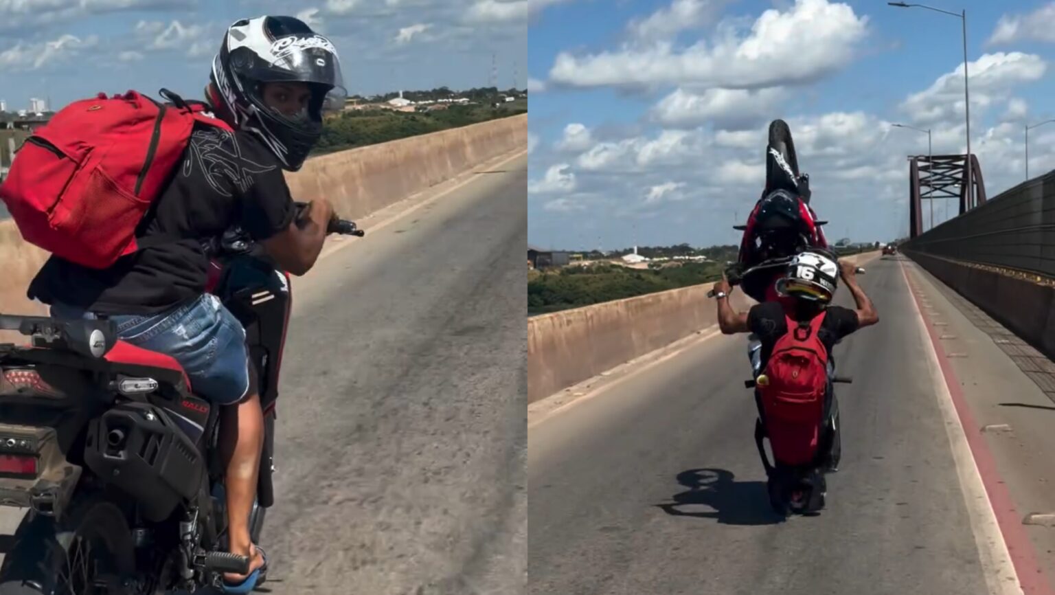 VÍDEO: Jovem quase cai ao empinar moto na ponte sobre o Rio Tocantins, em Marabá