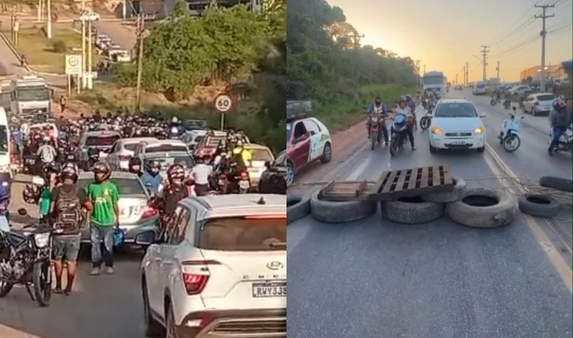 Vídeo: Moradores fecham trecho da BR-230 em protesto contra falta de água, em Marabá