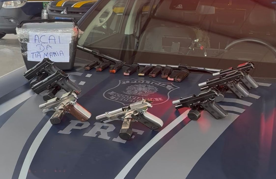 PRF apreende sete armas escondidas em caixa de açaí durante fiscalização na BR-316
