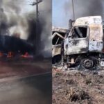 Colisão entre carreta e caminhão provoca incêndio no sul do Pará