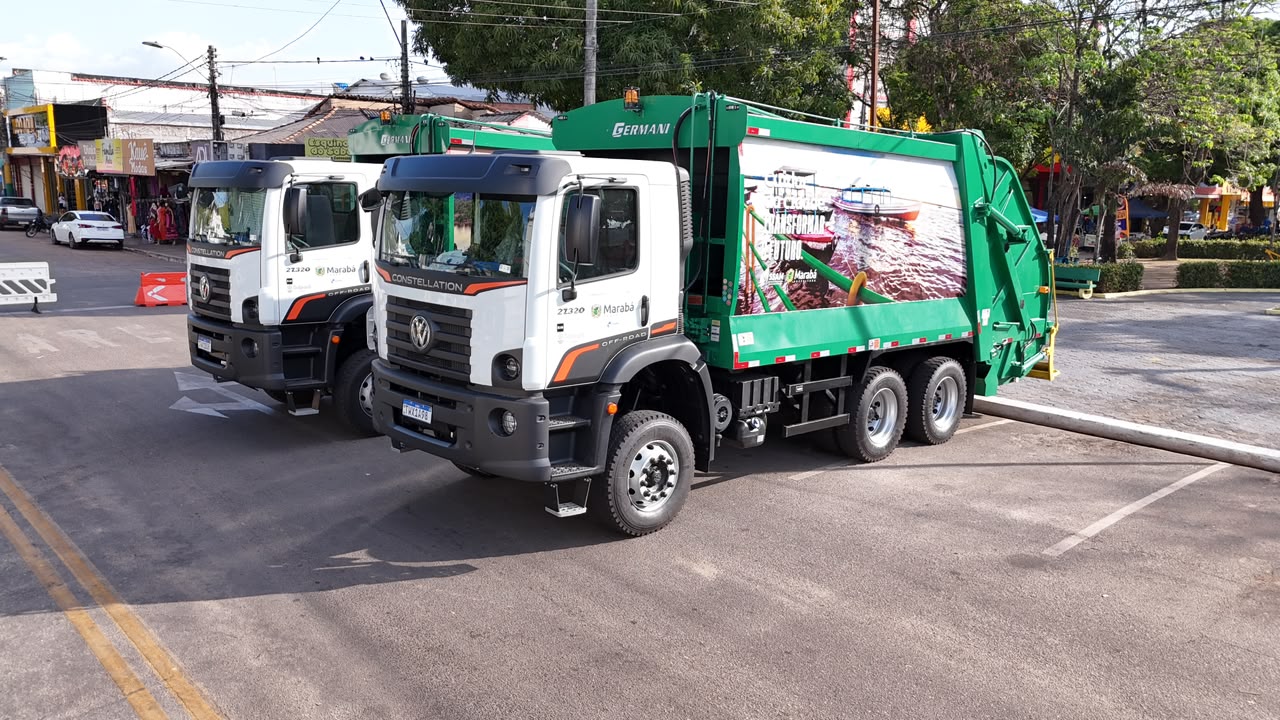 Prefeitura de Marabá entrega dois novos caminhões coletores para reforçar coleta de resíduos
