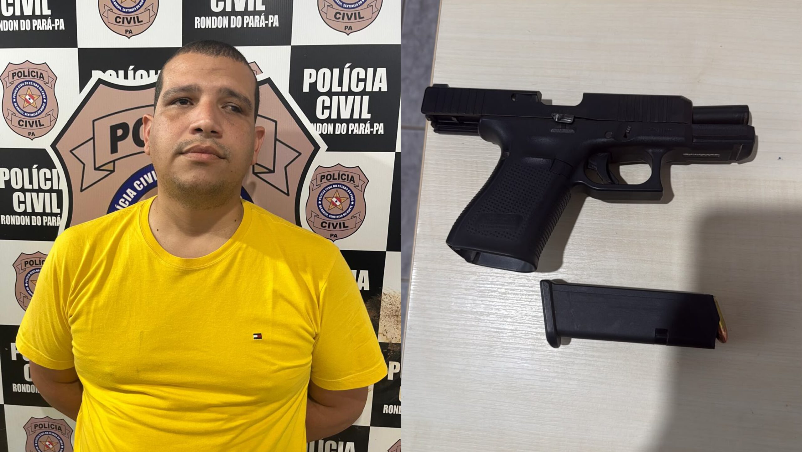 Homem é preso com pistola carregada durante ação da Polícia Civil em Rondon do Pará
