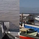 Trabalhadores improvisam descarga de açaí após novo afundamento de trapiche no Pará