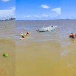 Bajara com carga de melancias afunda e 2 pessoas são resgatadas no Pará