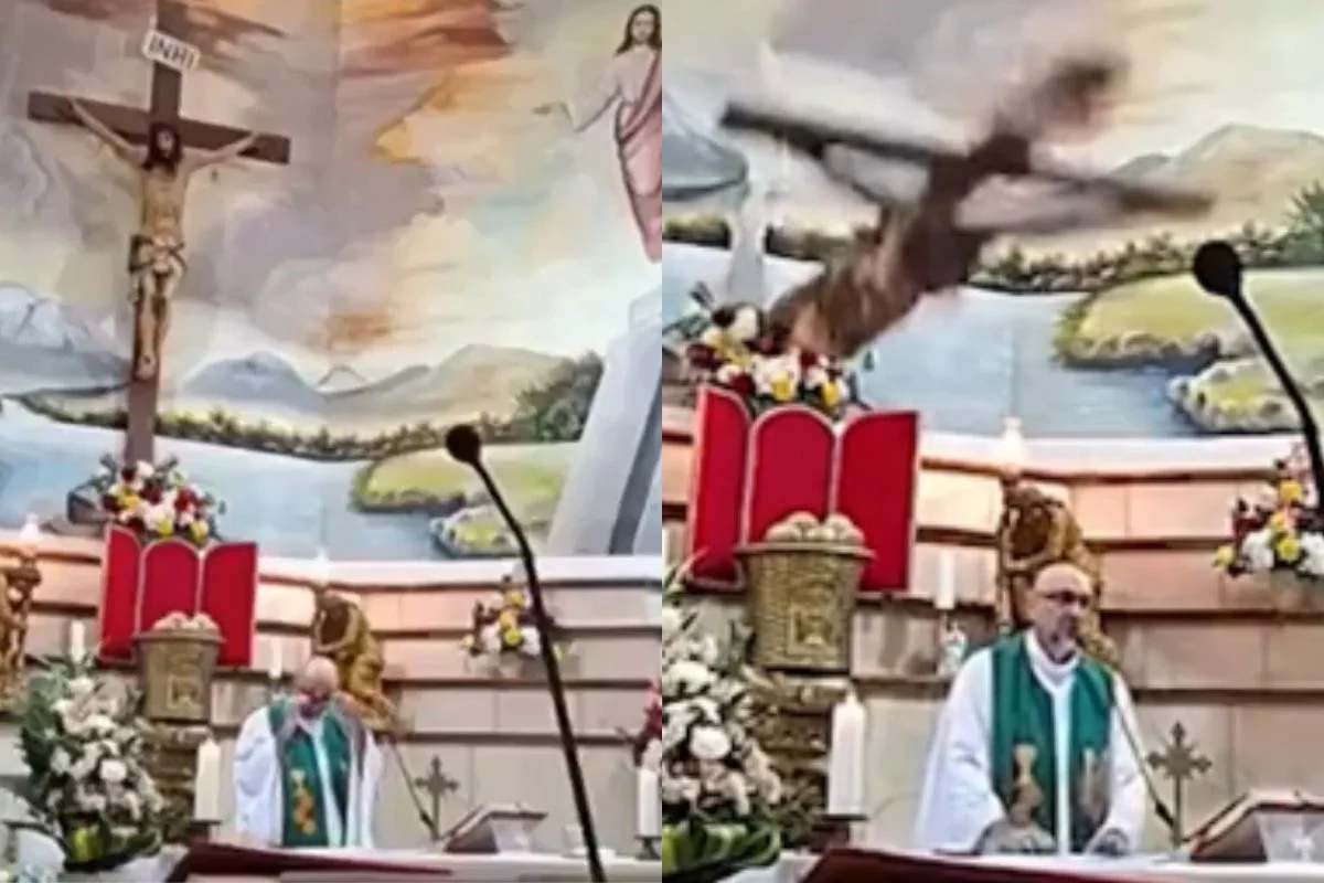Padre morre após ser atingido por cruz em missa transmitida ao vivo